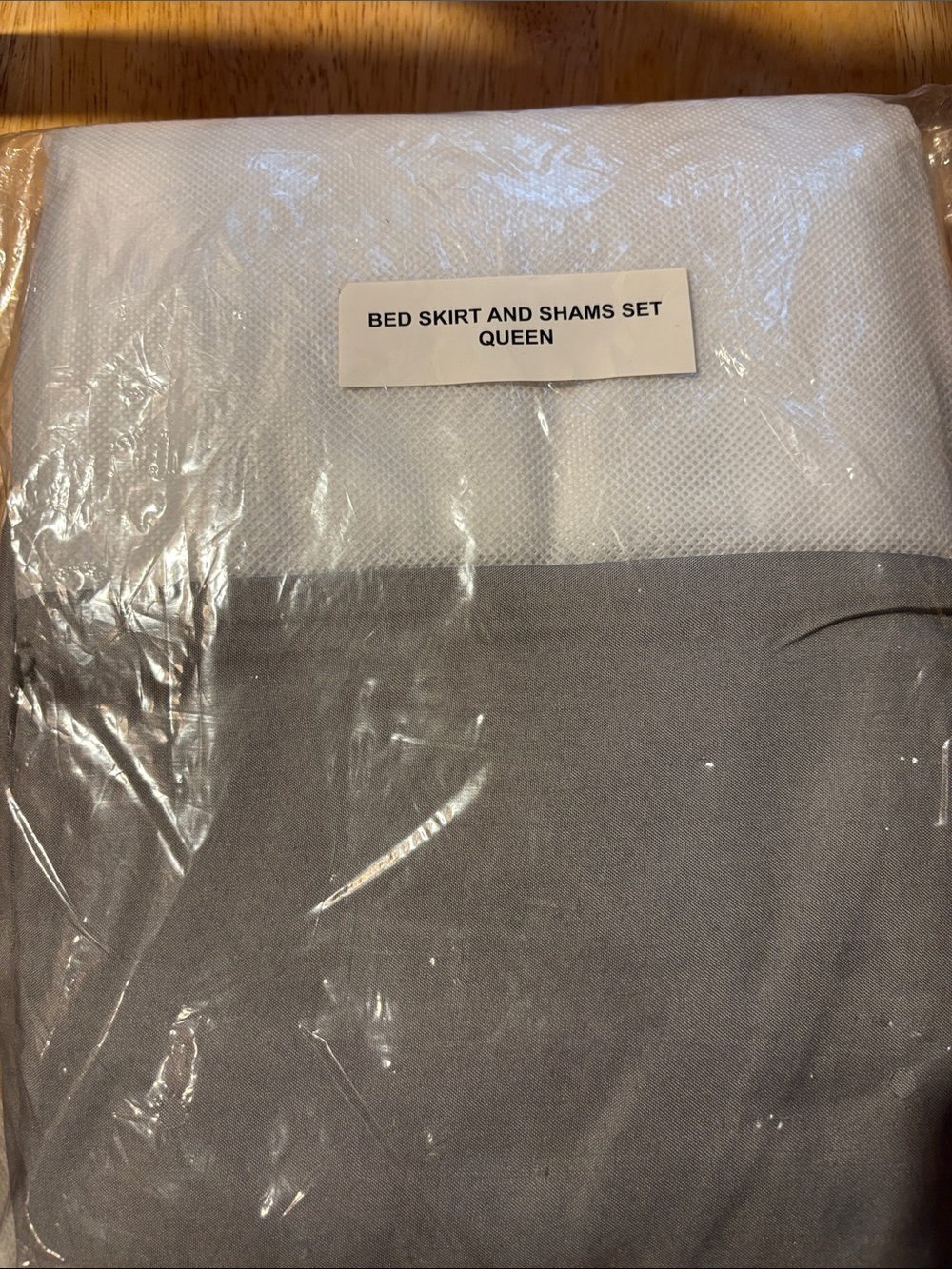 Queen Bed Skirt and Shams Set - White and Gray